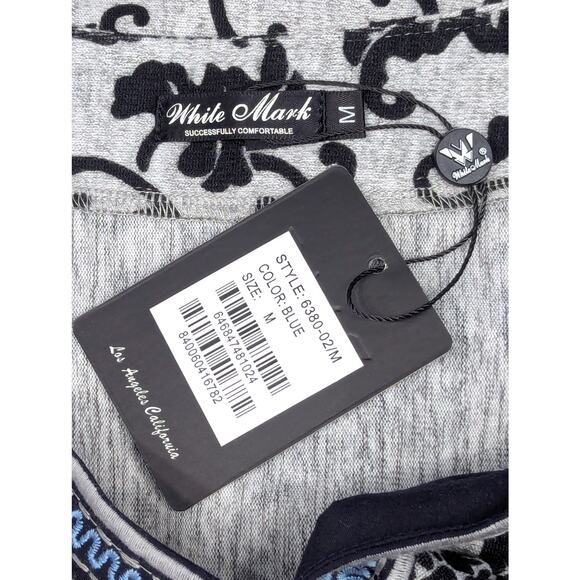 WHITE MARK Dress  - Black/Blue Pattern, Long Sleeve, Pull Over, V-Neck, M, NWT - Picture 3 of 5